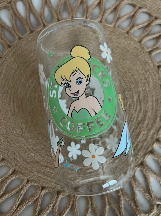 16oz Tinkerbell Glass Cup