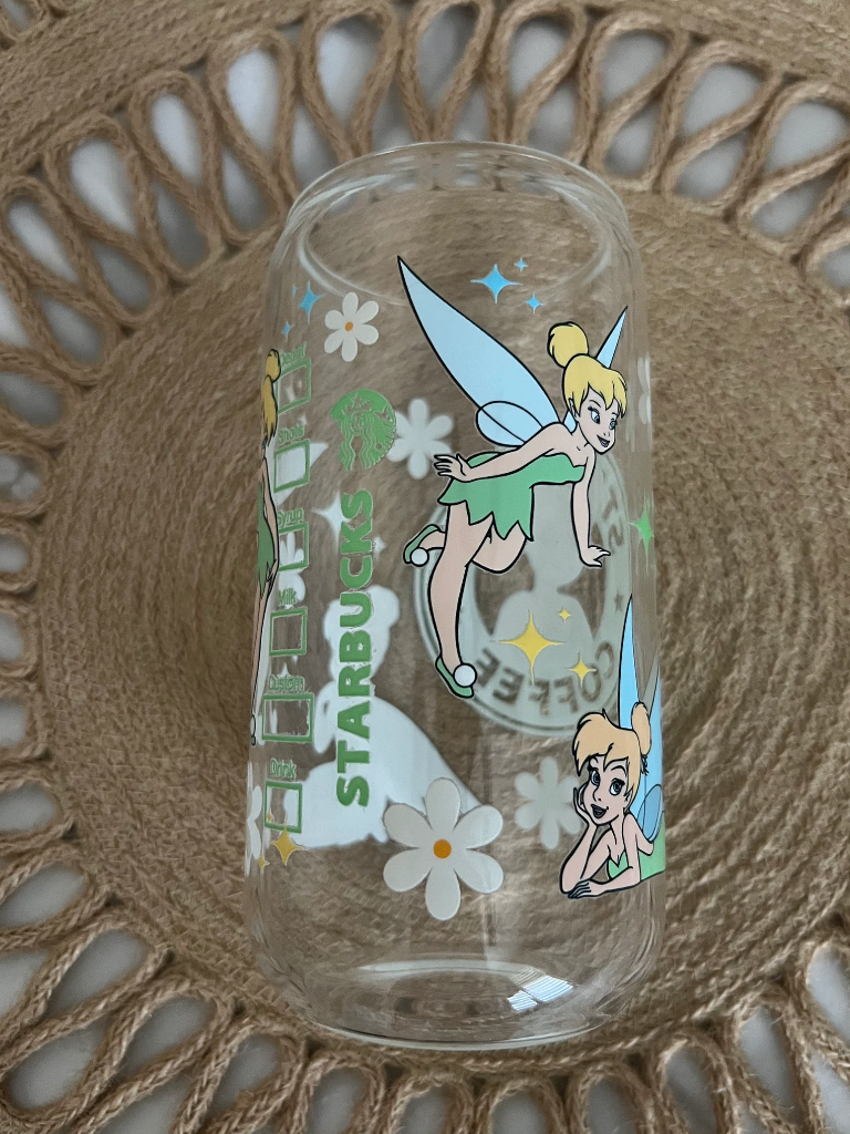 16oz Tinkerbell Glass Cup