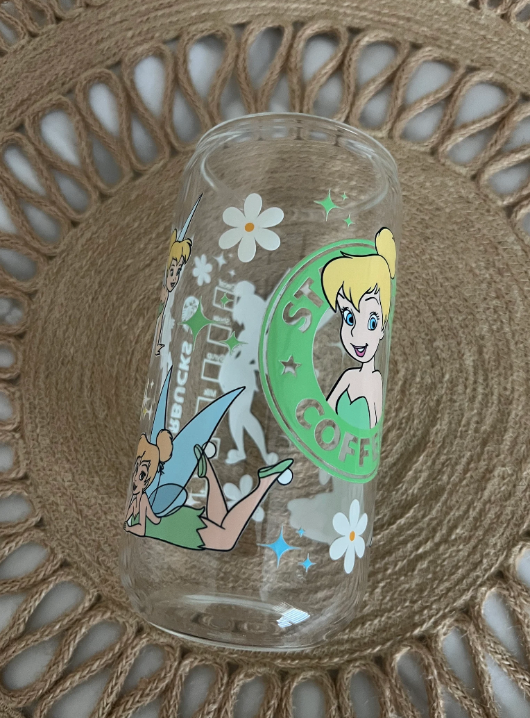 16oz Tinkerbell Glass Cup