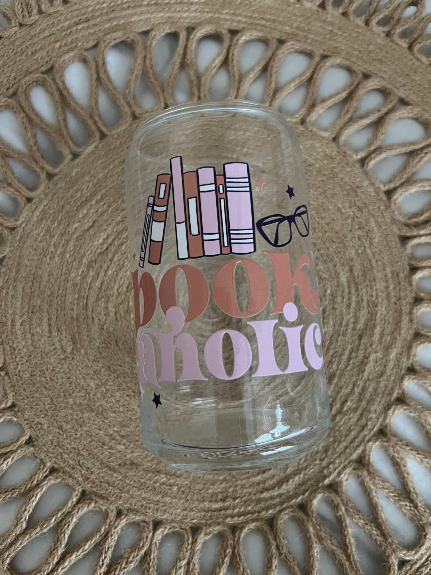 16oz Book-aholic Glass Cup