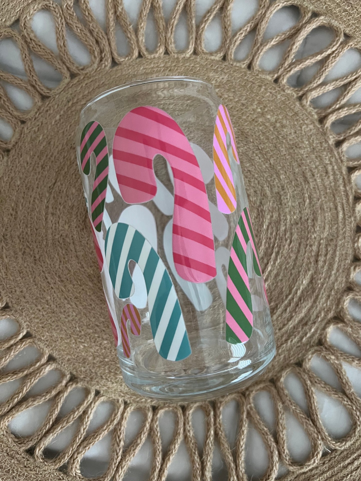 16oz Groovy Candy Canes Glass Cup