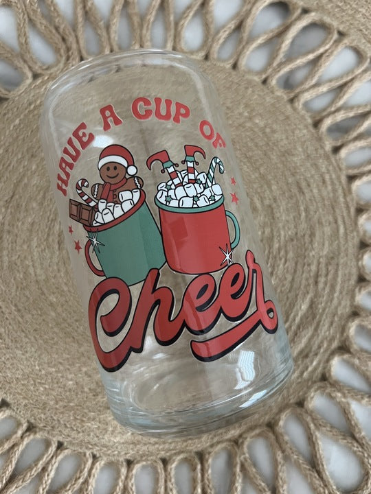 16oz Have a Cup of Cheer Glass Mug