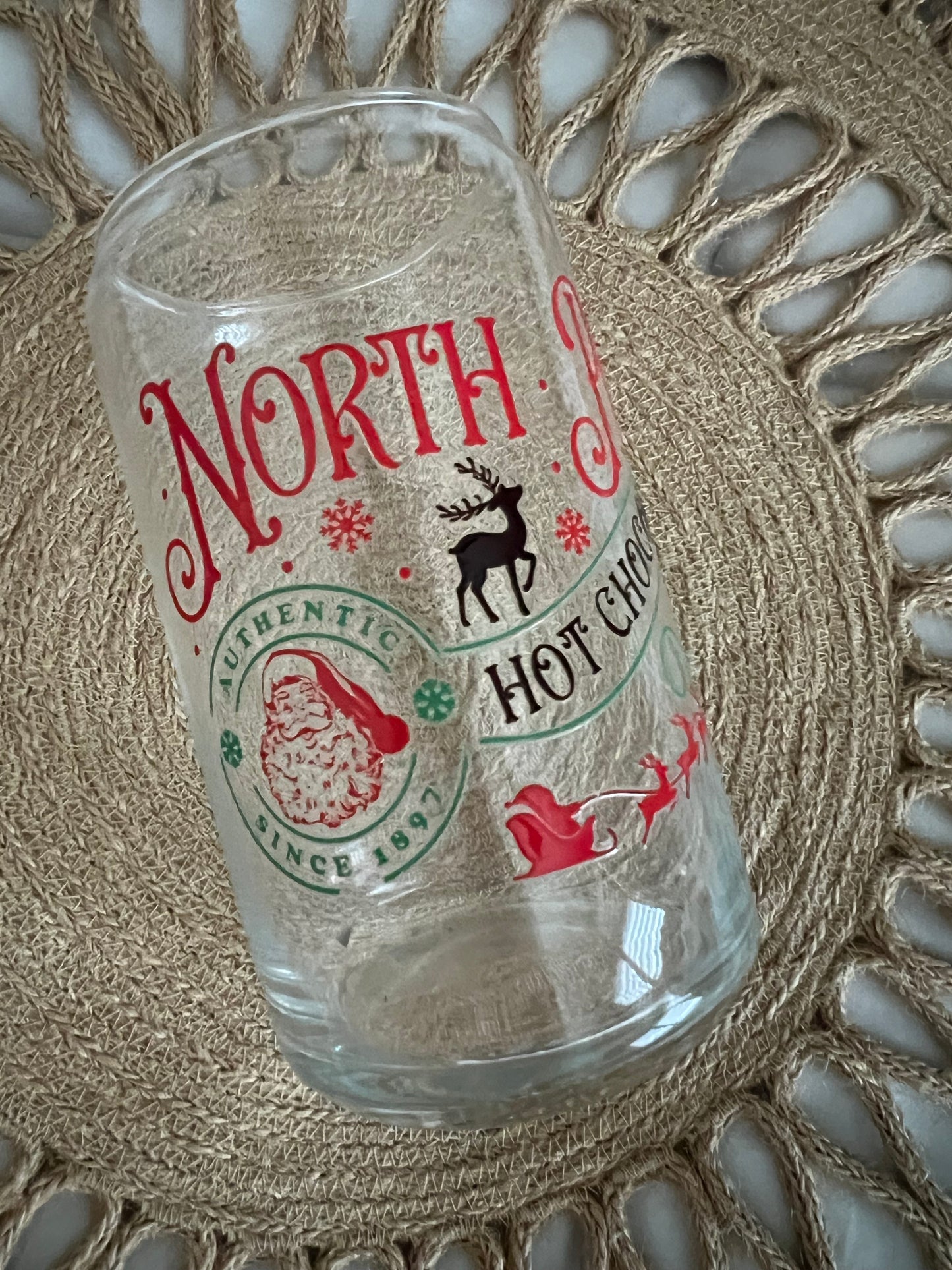 16oz North Pole Hot Chocolate Glass Cup