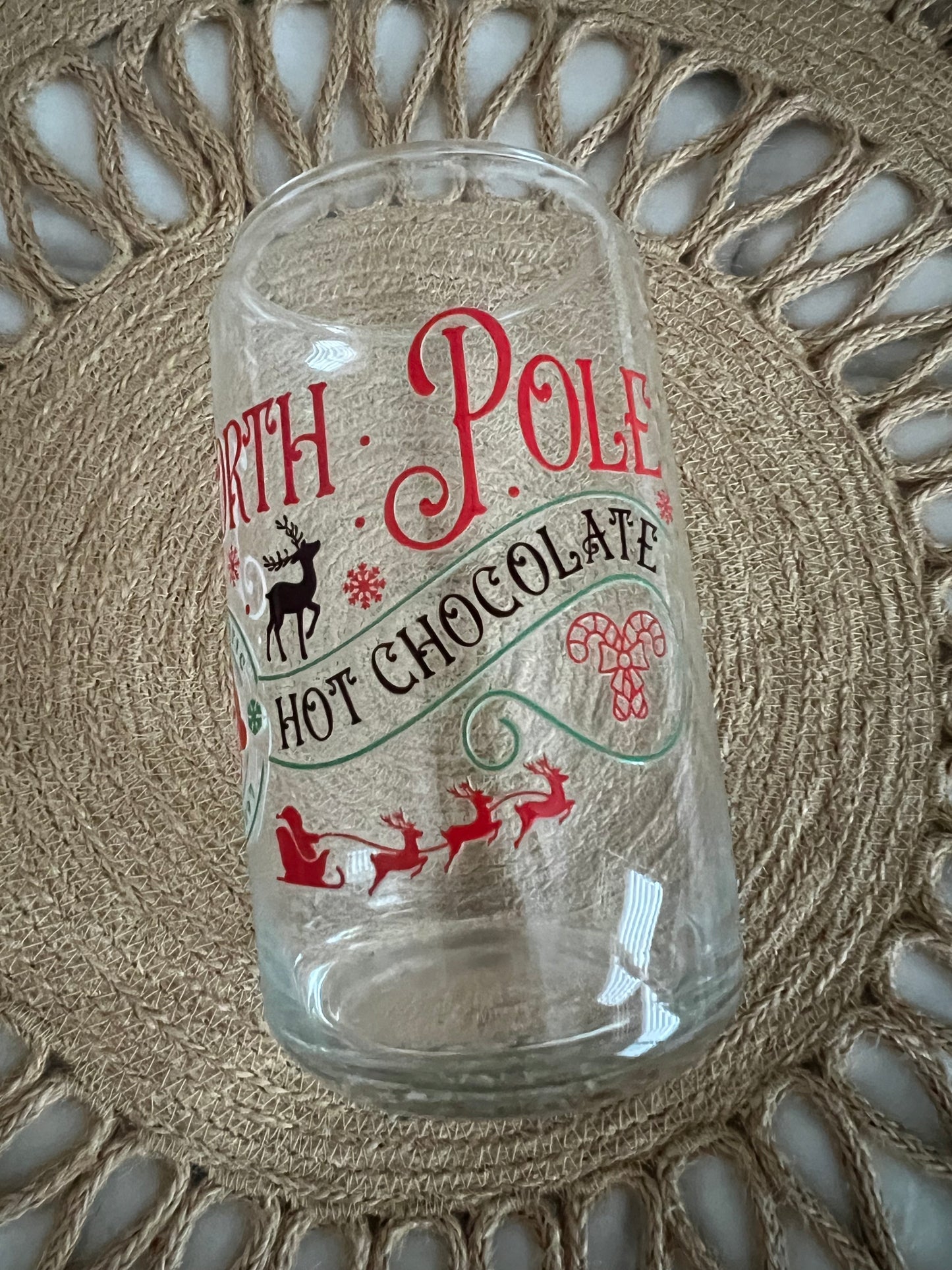 16oz North Pole Hot Chocolate Glass Cup