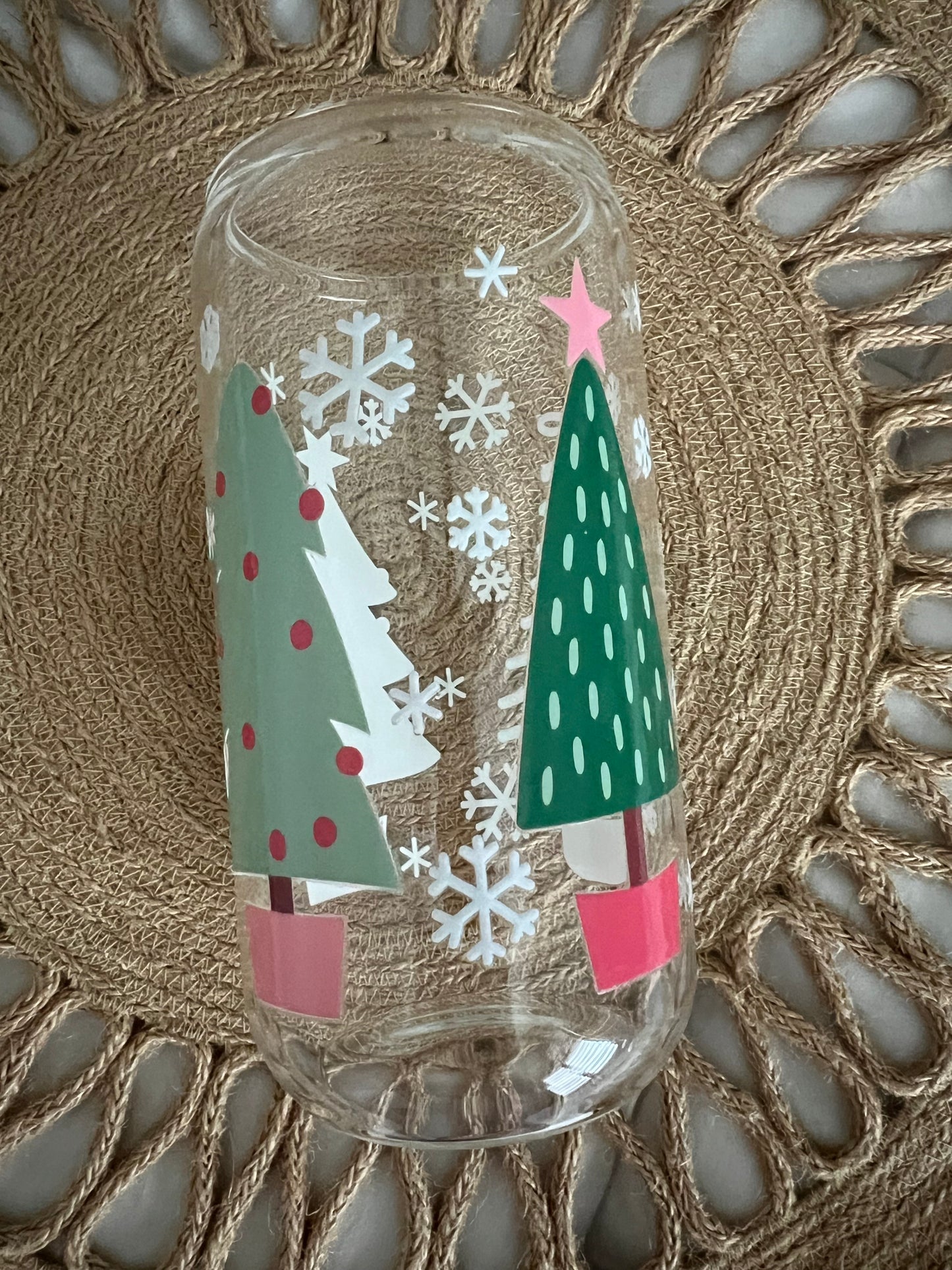 16oz Whimsical Trees Glass Cup