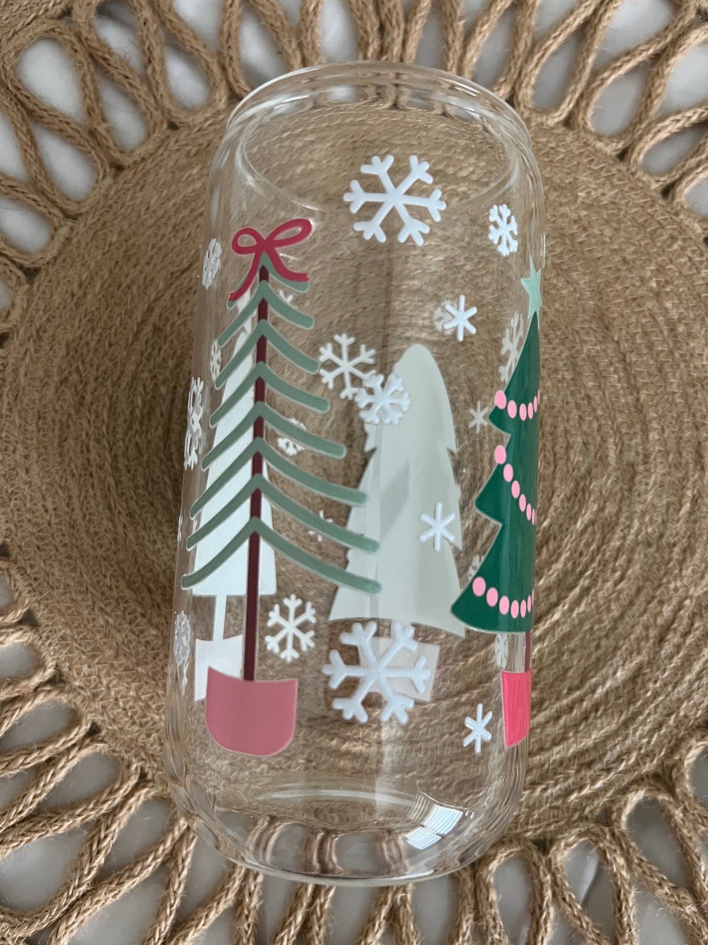 16oz Whimsical Trees Glass Cup